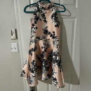 Light pink flower print girls formal dress